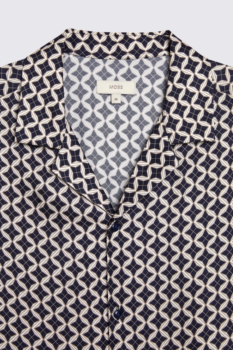 Navy Geo Print Shirt