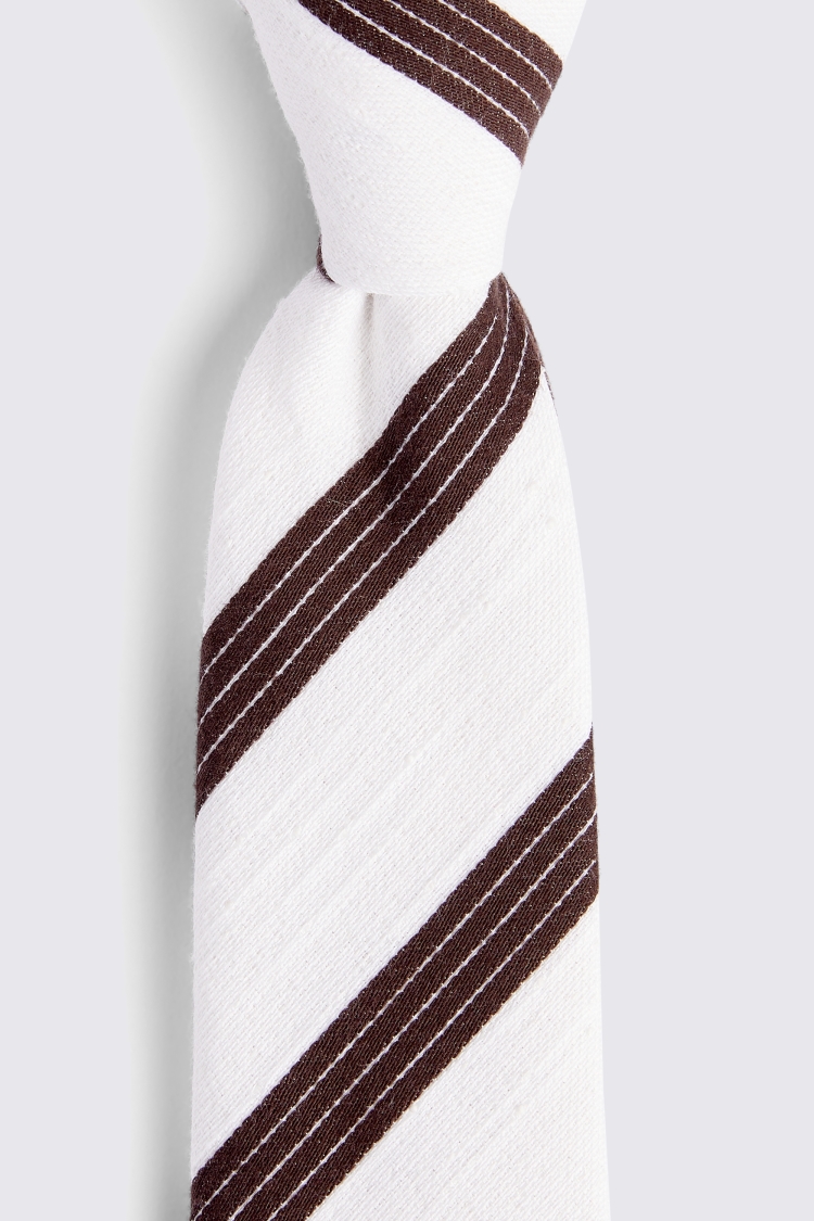 Bottinelli White & Chocolate Stripe Tie