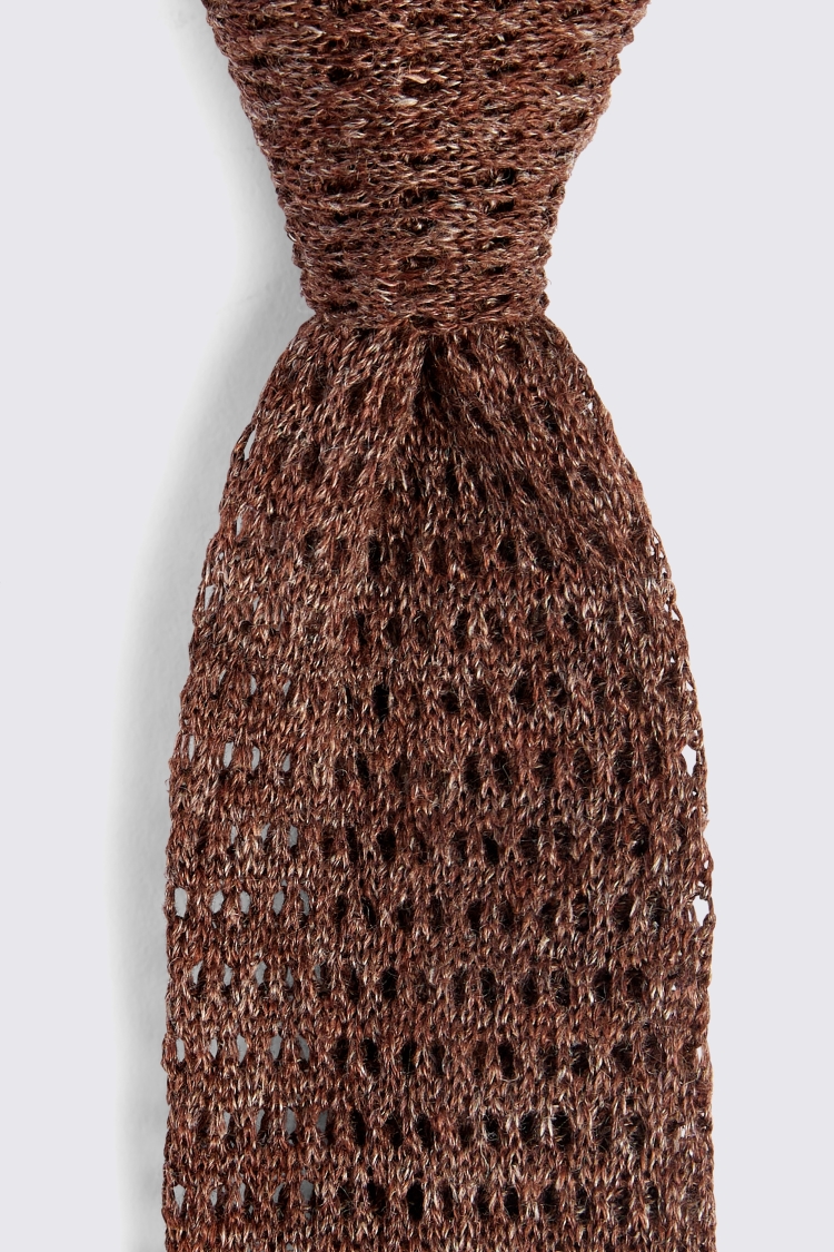 Chocolate Linen Open Knit Tie