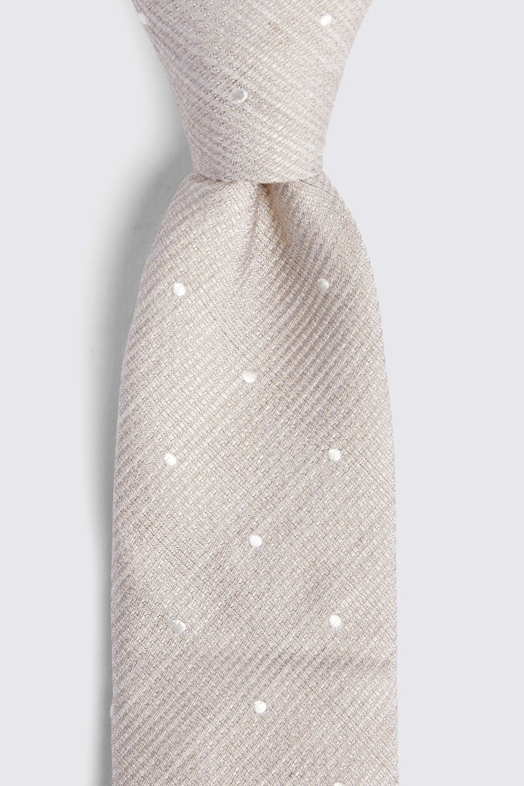 Champagne Silk Blend Textured Spot Tie