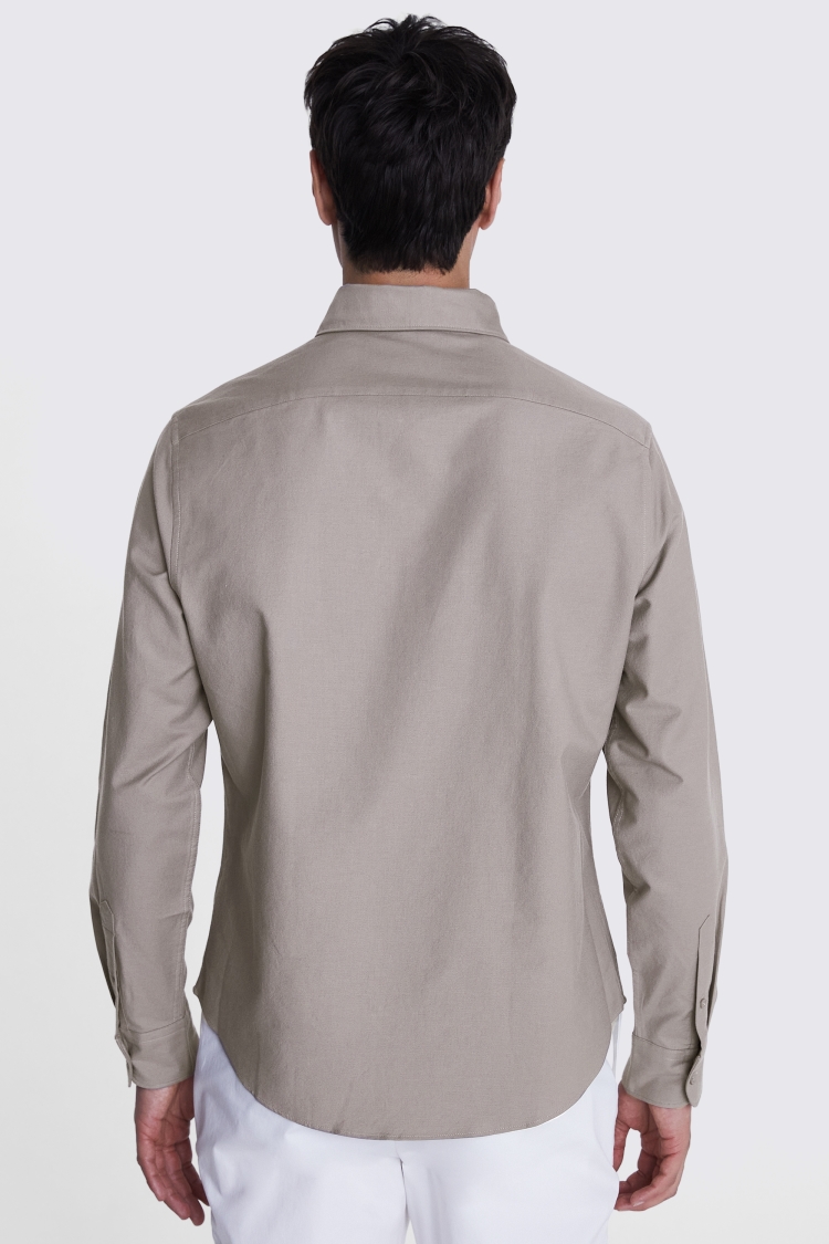 Dark Taupe Washed Oxford Shirt | Buy Online at Moss