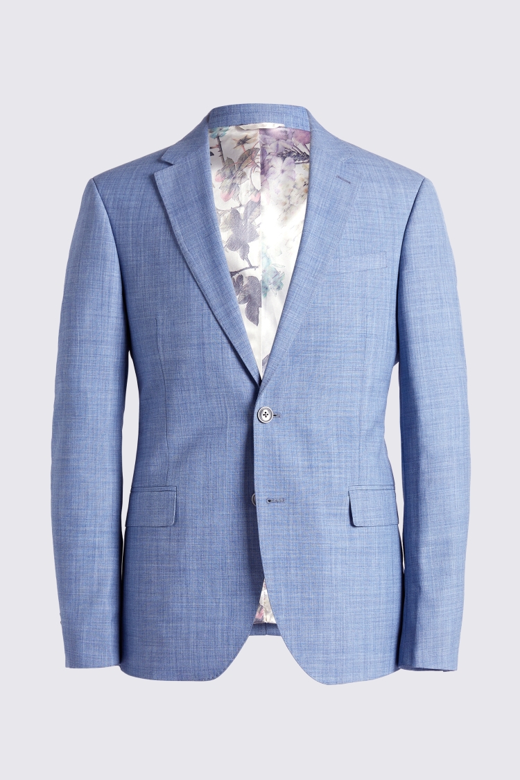 Slim Fit Sky Blue Marl Suit