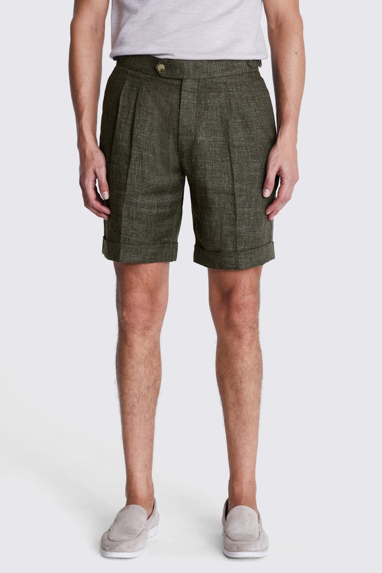 Khaki Linen Shorts