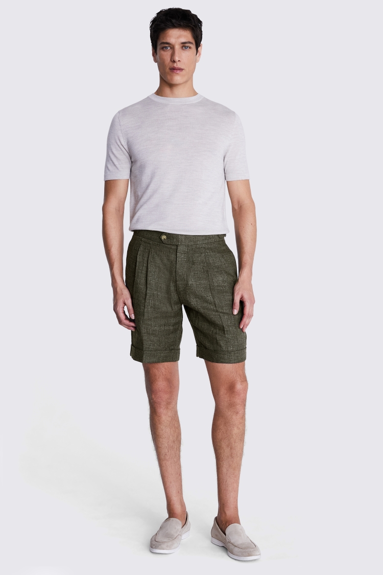 Khaki Linen Shorts