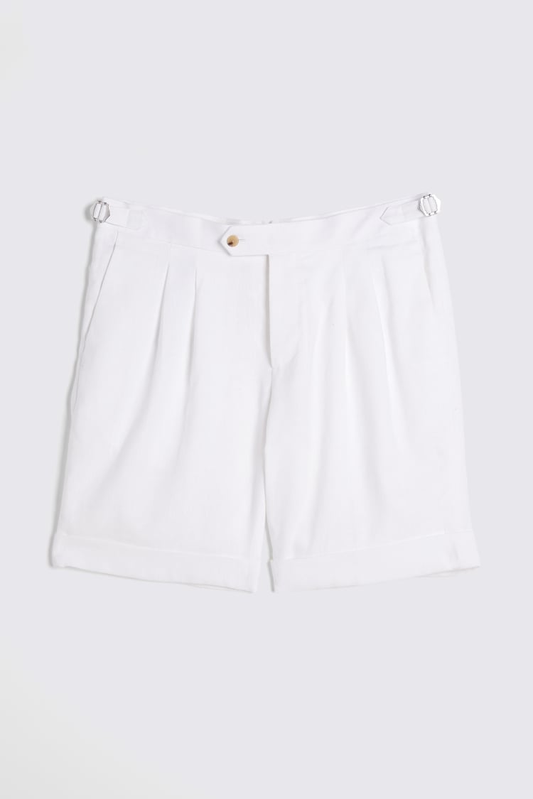 White Matte Linen Shorts