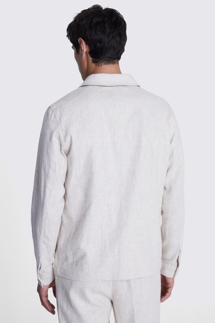 Ecru Herringbone Linen Shacket 