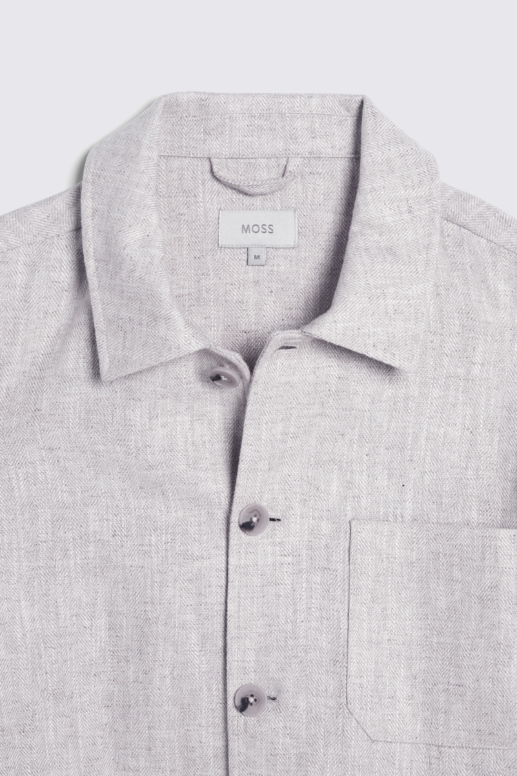 Ecru Herringbone Linen Shacket 