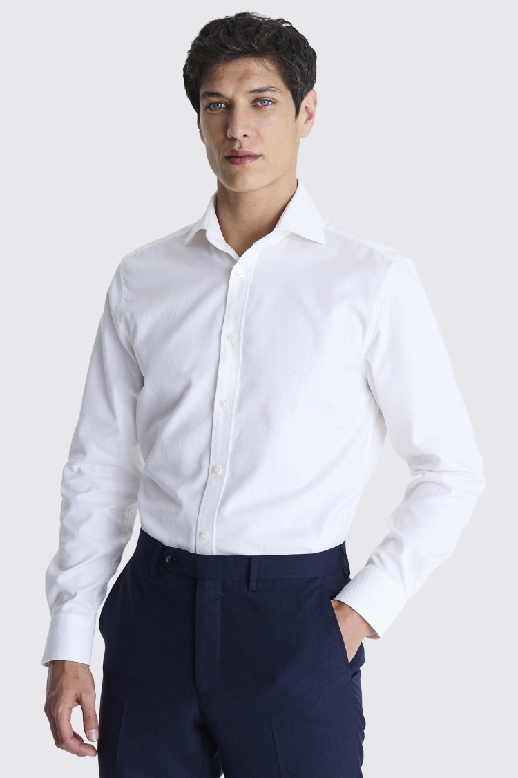 Tailored Fit Off-White Dobby Shirt | Buy Online at Moss
