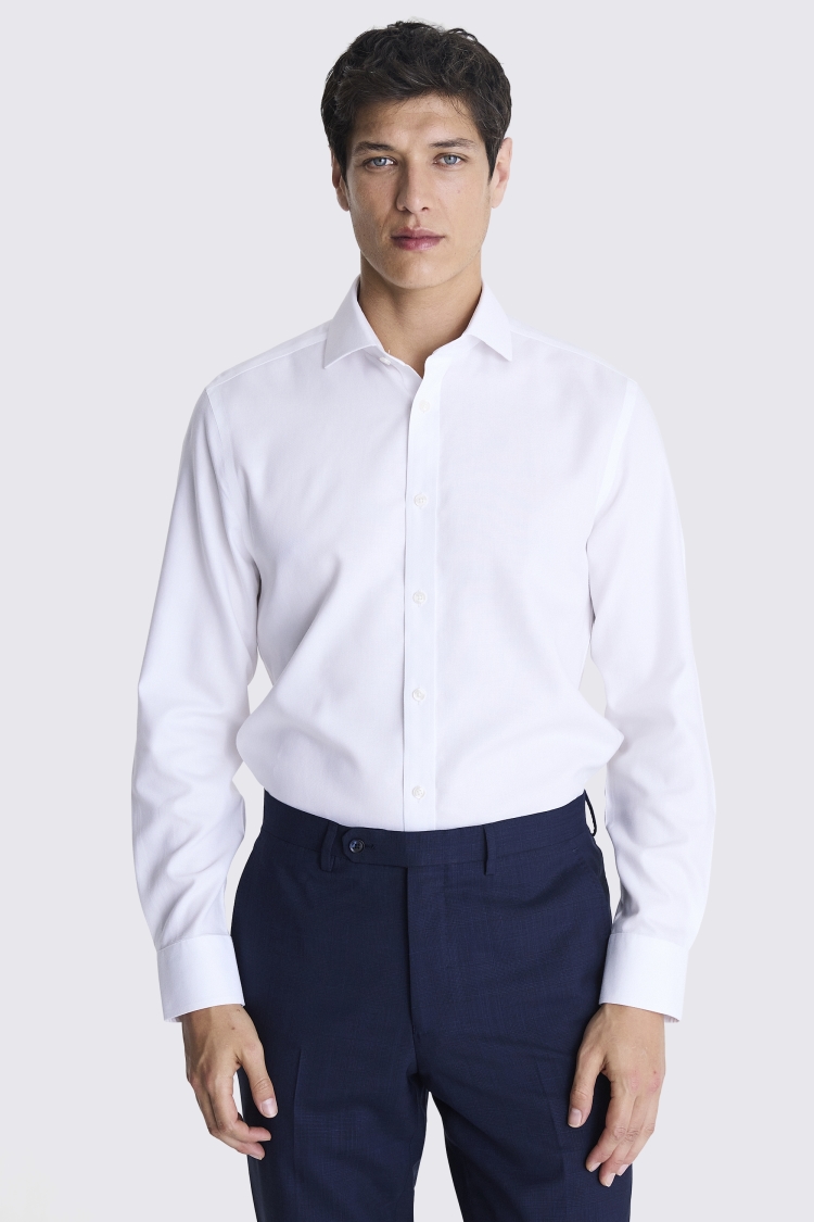Tailored Fit White Royal Oxford Non Iron Shirt