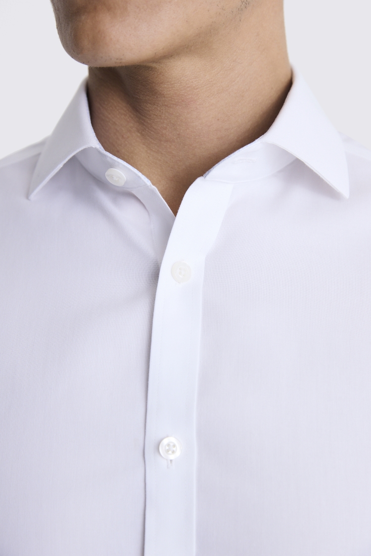 Slim Fit White Pinpoint Oxford Contrast Non Iron Shirt 