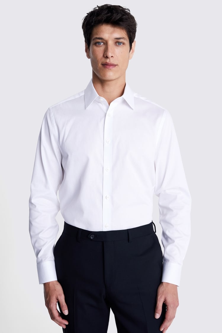 Tailored Fit White Piqué Shirt