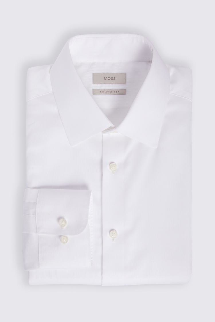 Tailored Fit White Piqué Shirt