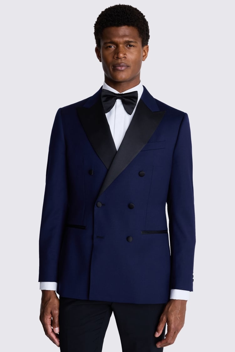 Tailored Fit Navy Twill Dress Tuxedo Jacket