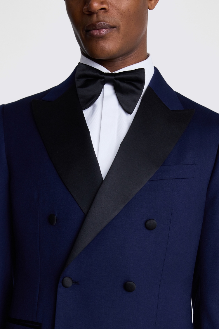 Tailored Fit Navy Twill Tuxedo Jacket