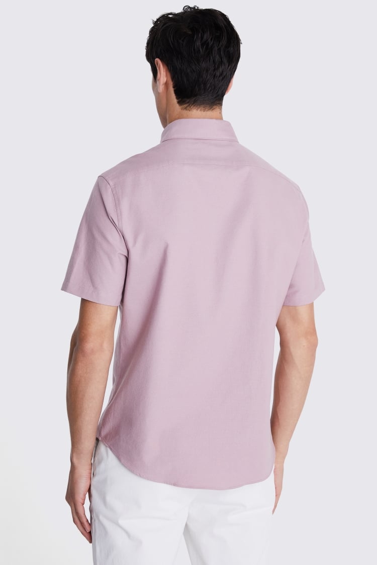 Dusty Pink Short Sleeve Washed Oxford Shirt