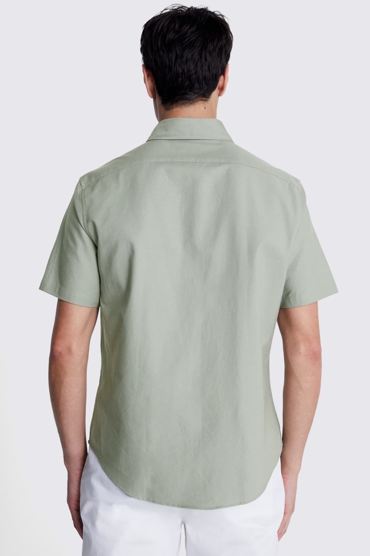 Sage Short Sleeve Washed Oxford Shirt