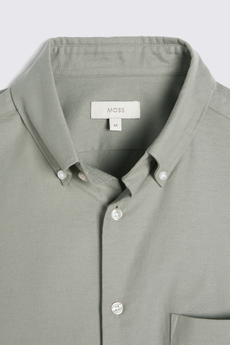 Sage Short Sleeve Washed Oxford Shirt