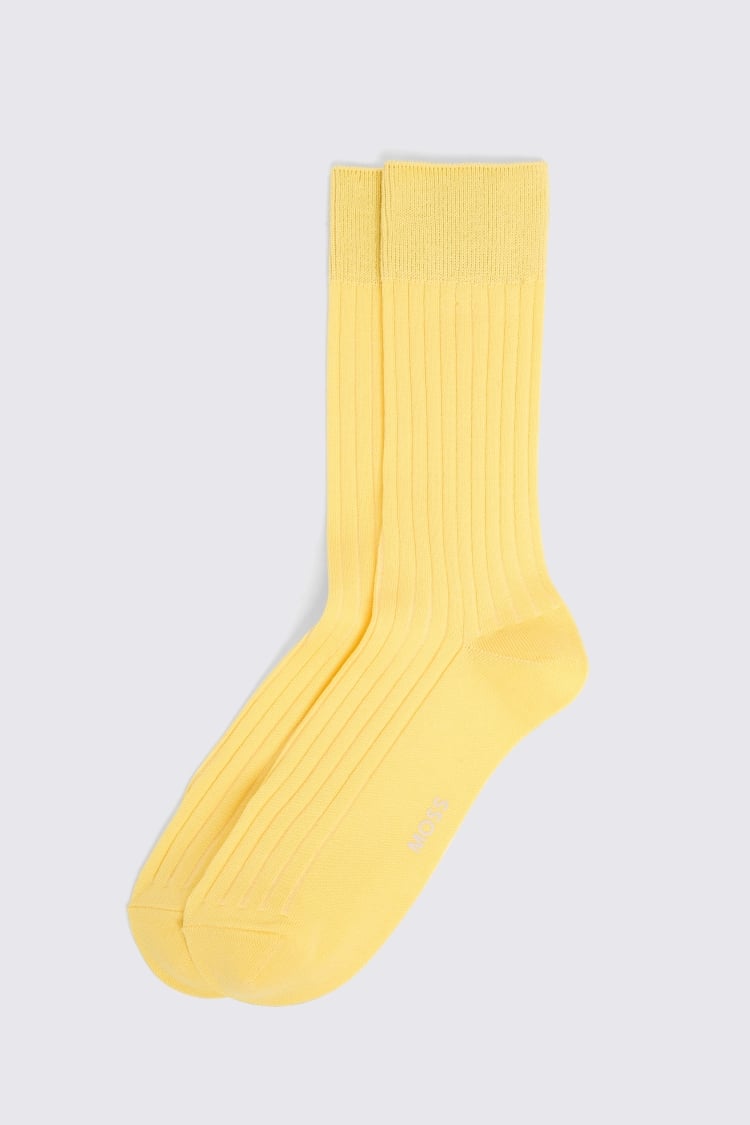 Yellow Fine Ribbed Socks