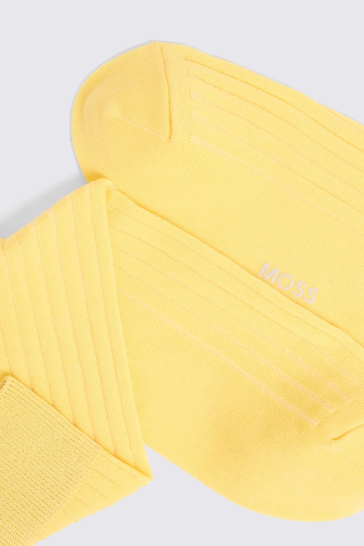 Yellow Fine Ribbed Socks