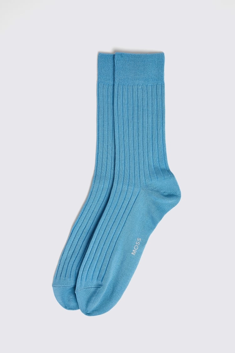 Lemon Collections  Cozy Crew Sock Cream/Blue - Tryst Boutique