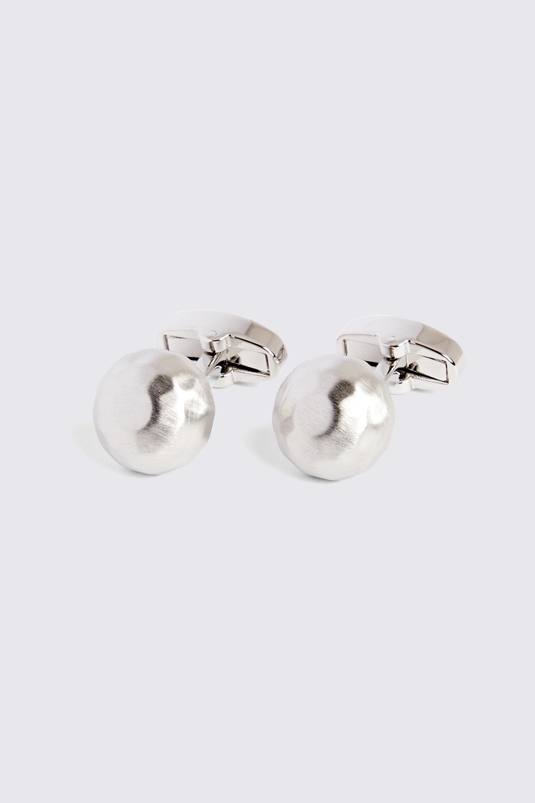 Silver Brushed Dome Cufflinks