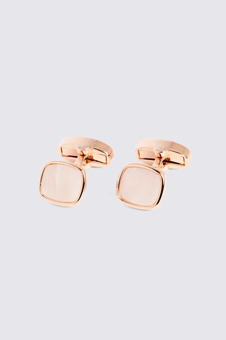 Rose Gold Square Mother of Pearl Cufflinks
