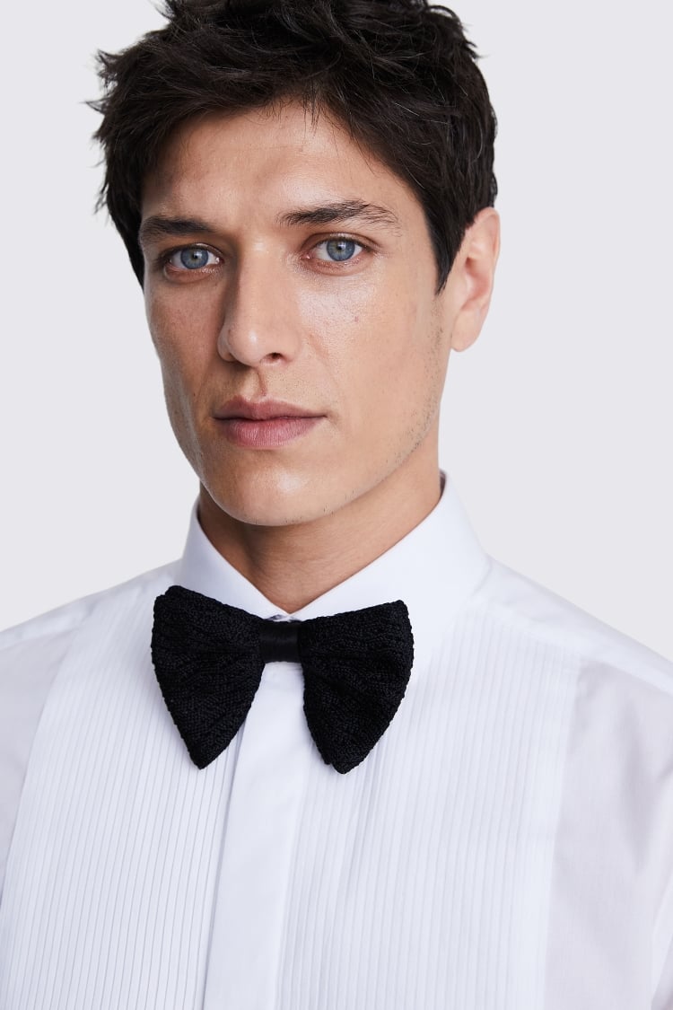 Black Knitted Silk Bow Tie