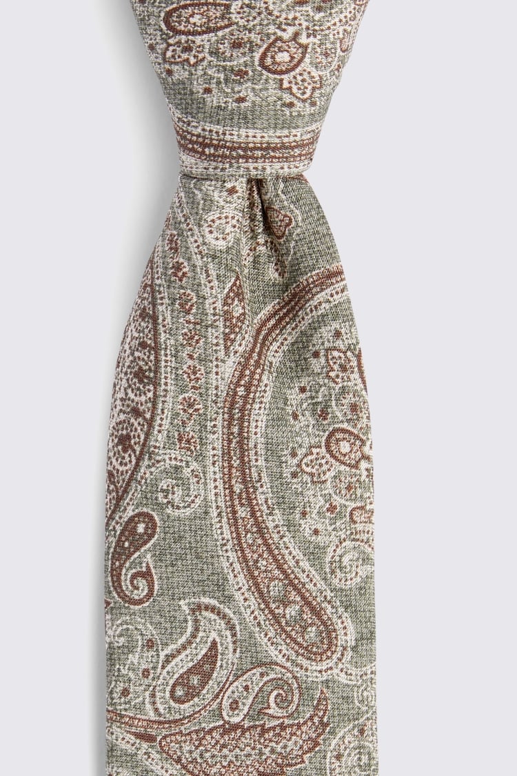 Bottinelli Sage Silk Paisley Tie 