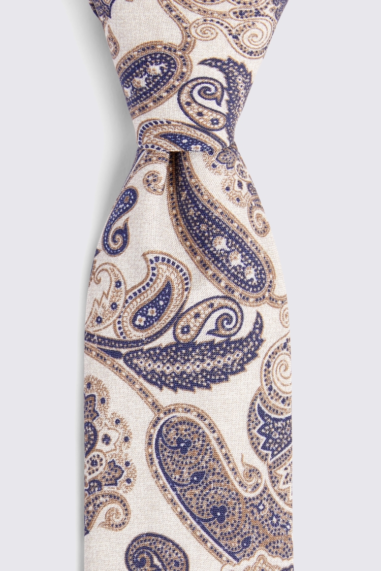 Bottinelli Neutral Silk Paisley Tie 
