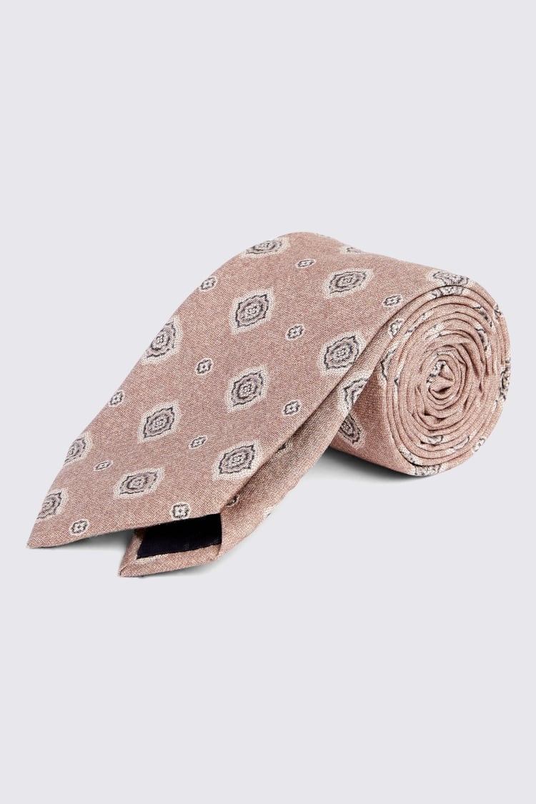 Bottinelli Dusty Pink Silk Medallion Tie 