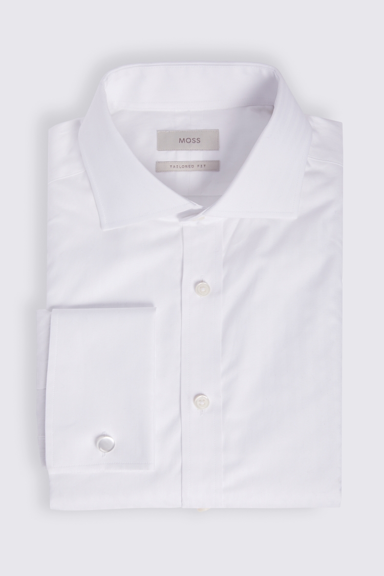 Tailored Fit White Self Stripe Shirt