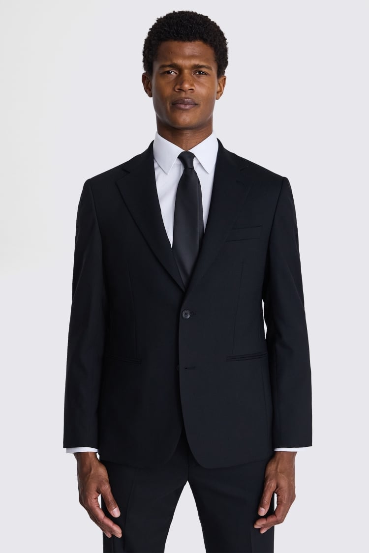 Italian Tailored Fit Black Half Lined Suit