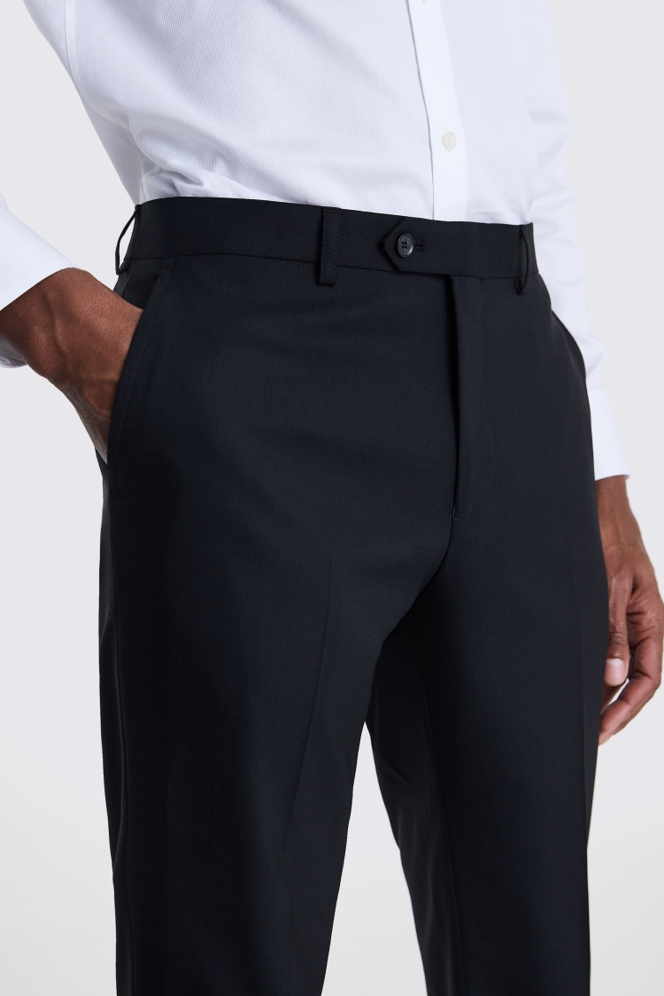 Italian Tailored Fit Black Half Lined Trousers