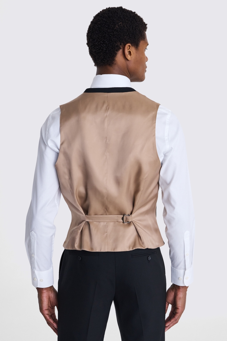Italian Tailored Fit Black Half Lined Vest