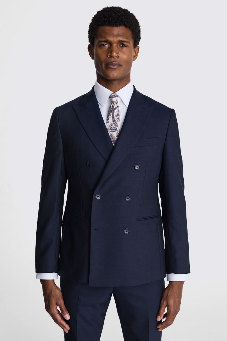 Italian Tailored Fit Navy Half Lined Jacket 