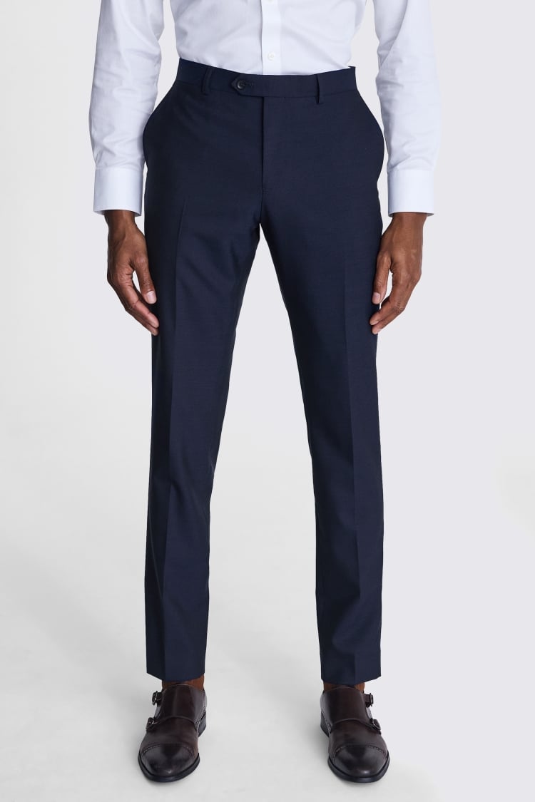 Italian Tailored Fit Navy Half Lined Pants