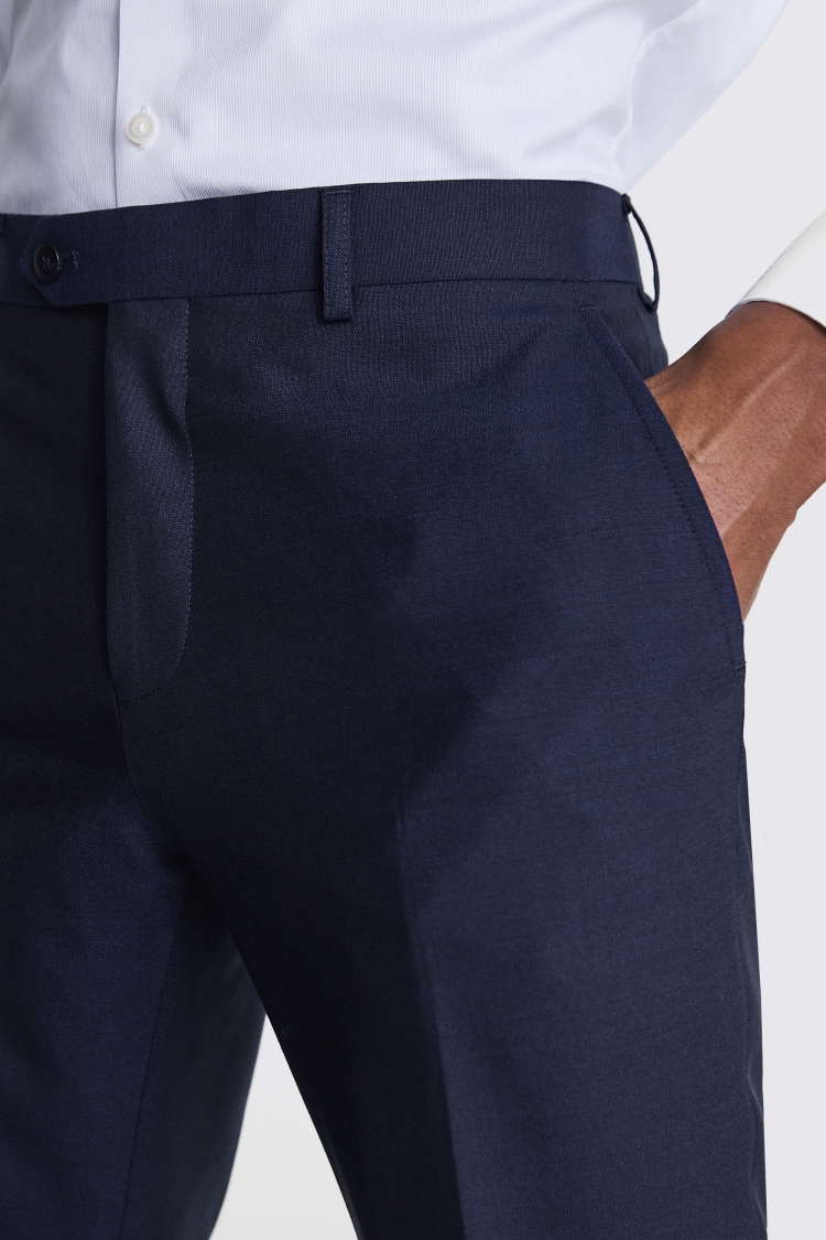 Italian Tailored Fit Navy Half Lined Trousers