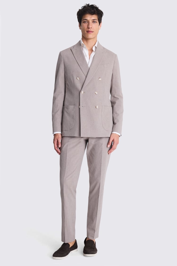 Tailored Fit Light Taupe Seersucker Suit