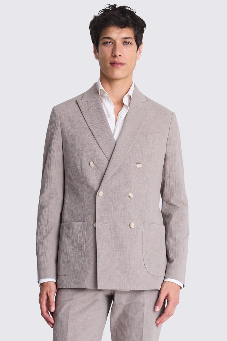 Tailored Fit Light Taupe Seersucker Suit