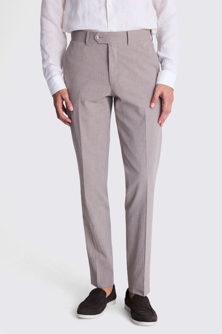 Tailored Fit Light Taupe Seersucker Suit