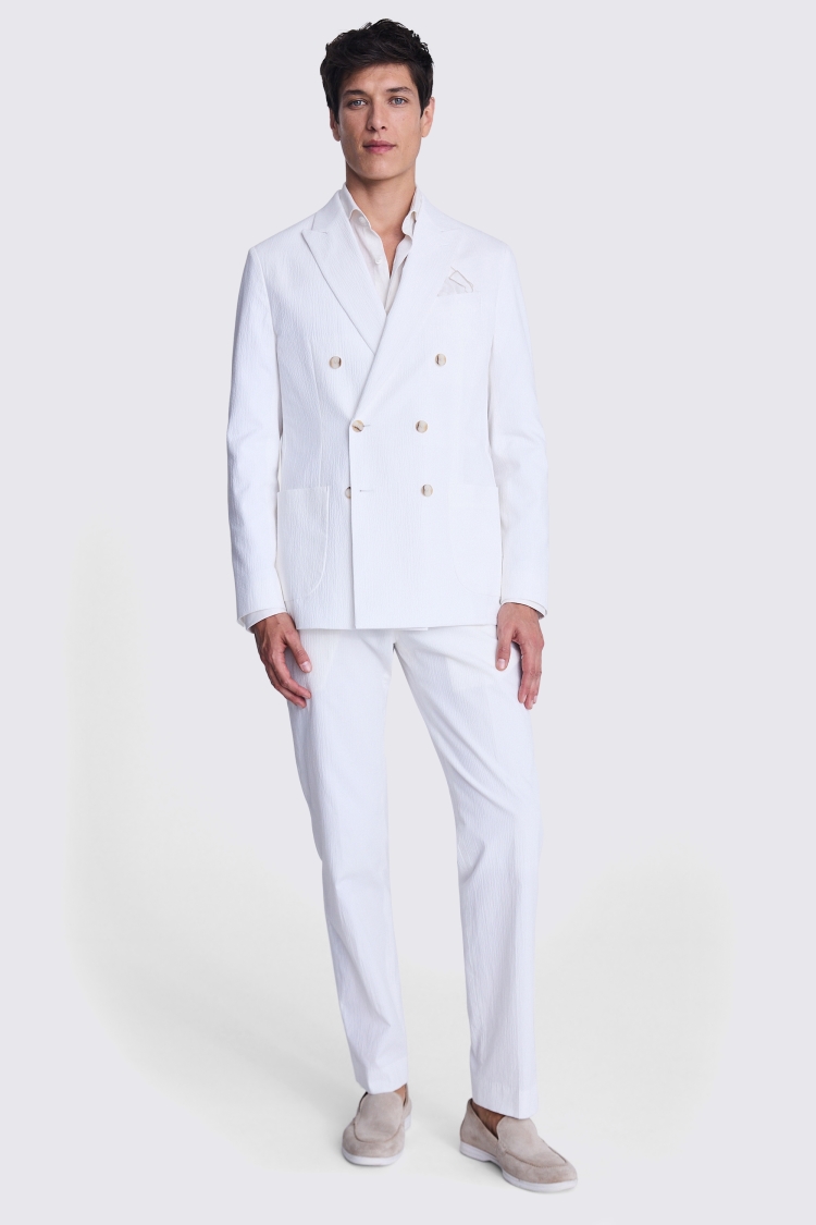 Tailored Fit White Seersucker Jacket