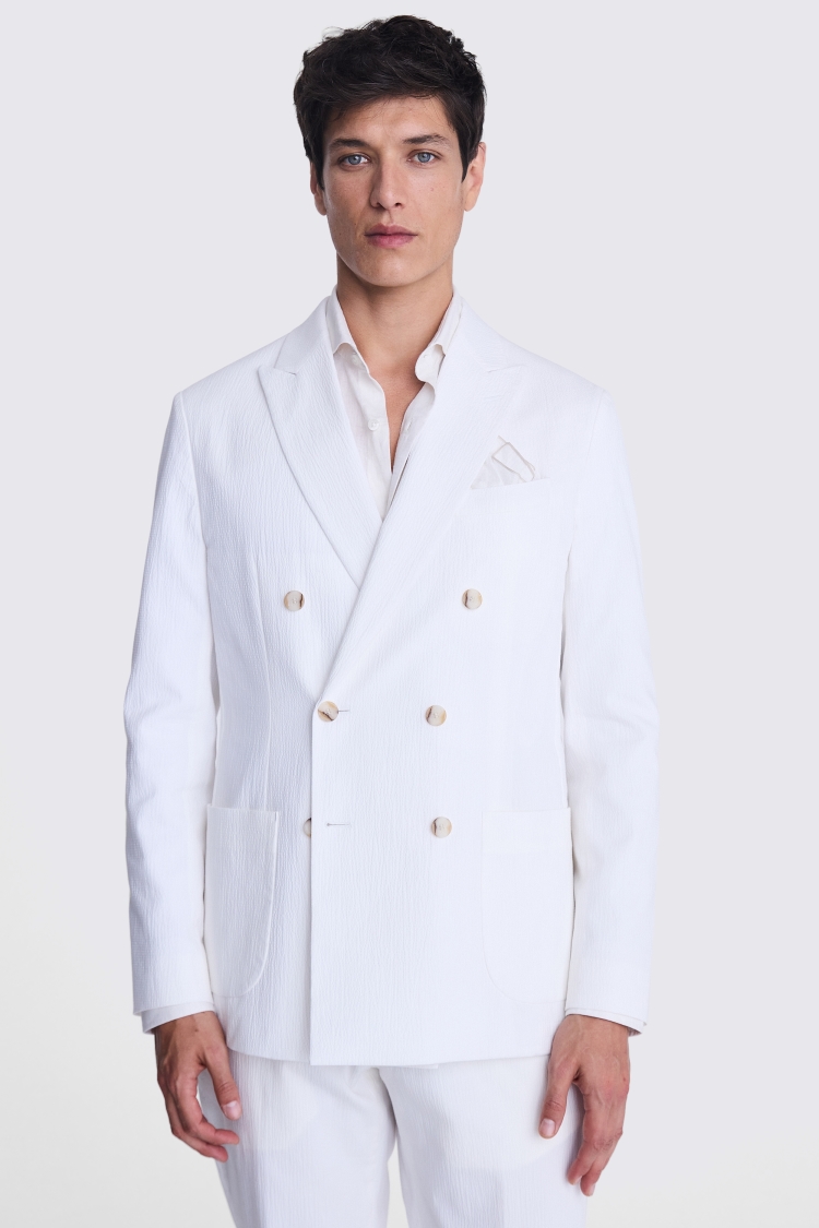 Tailored Fit White Seersucker Suit