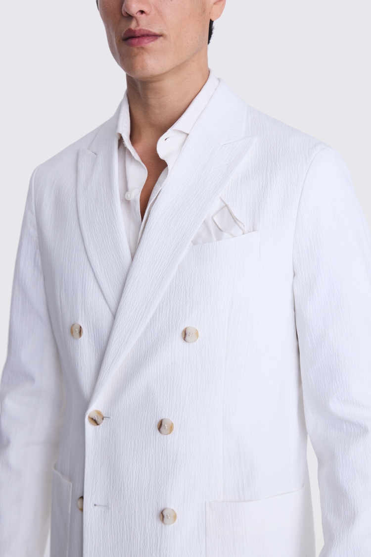 Tailored Fit White Seersucker Jacket