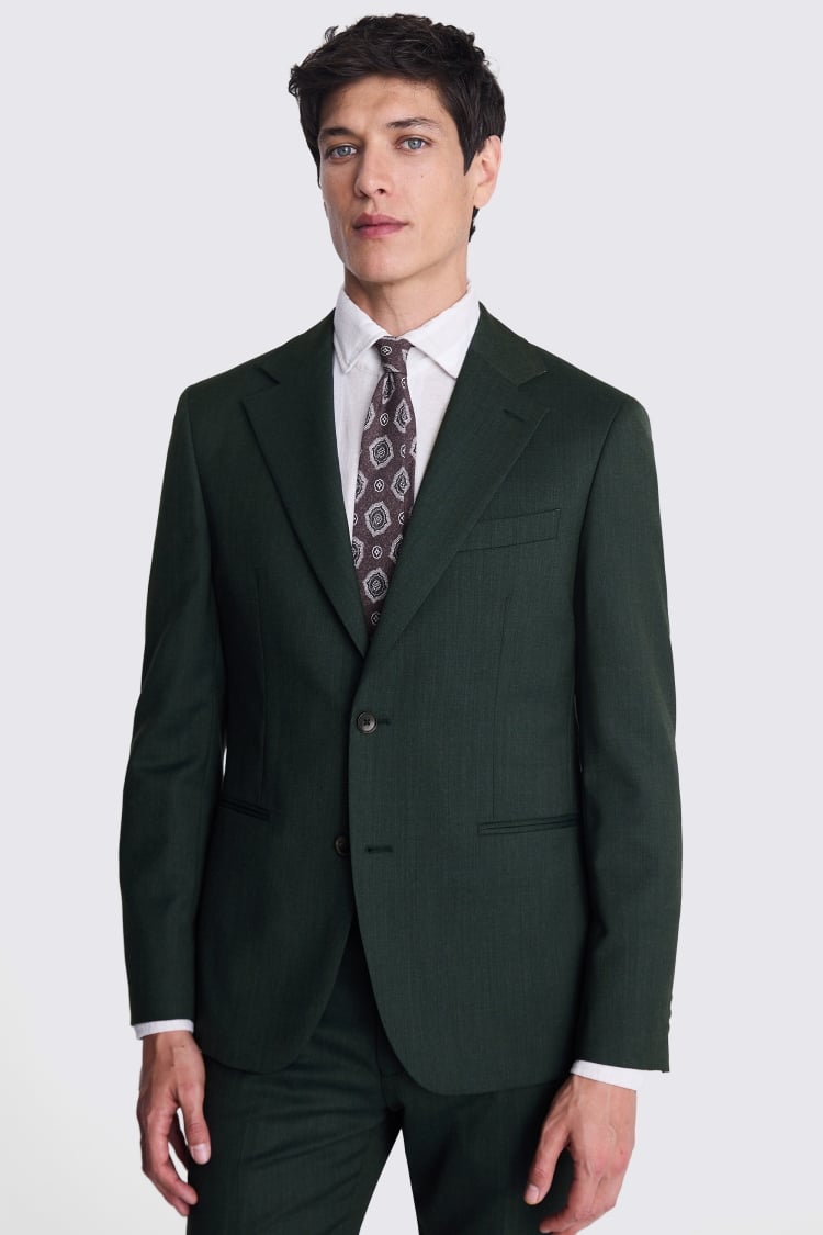 Italian Tailored Fit Green Half Lined Jacket 