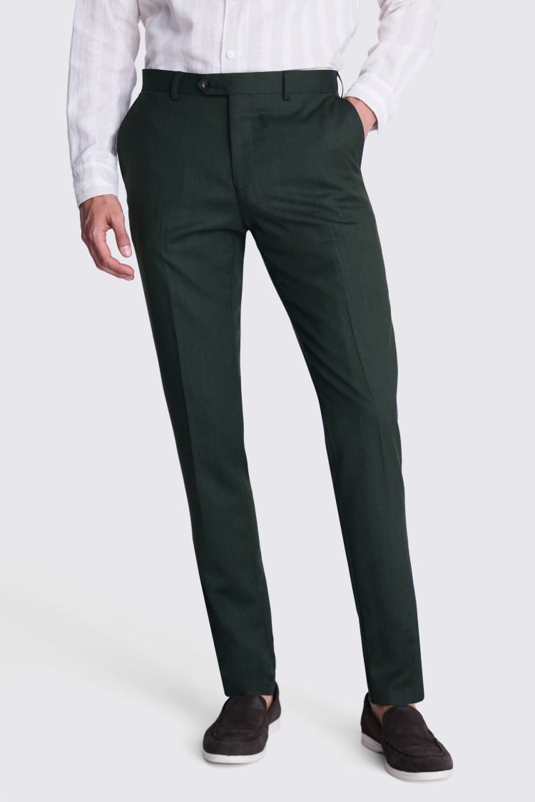 Italian Tailored Fit Green Half Lined Pants