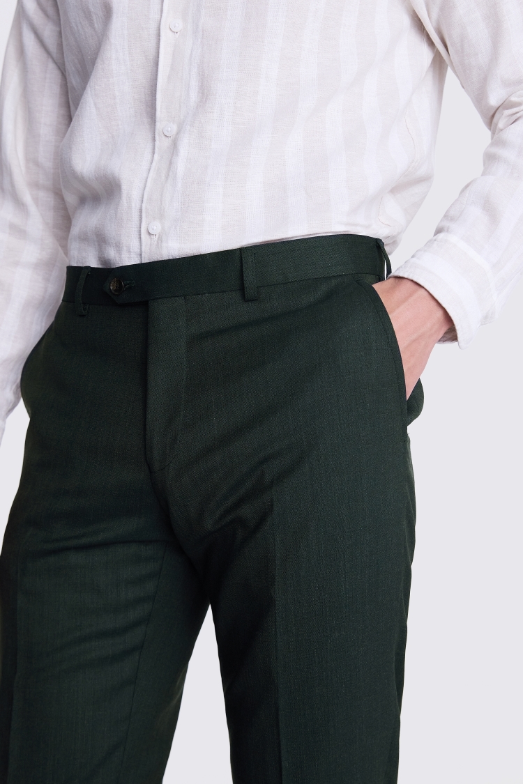 Italian Tailored Fit Green Half Lined Trousers