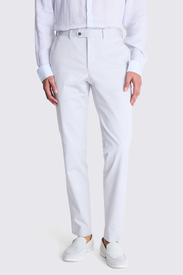 Tailored Fit Light Grey Cotton Suit