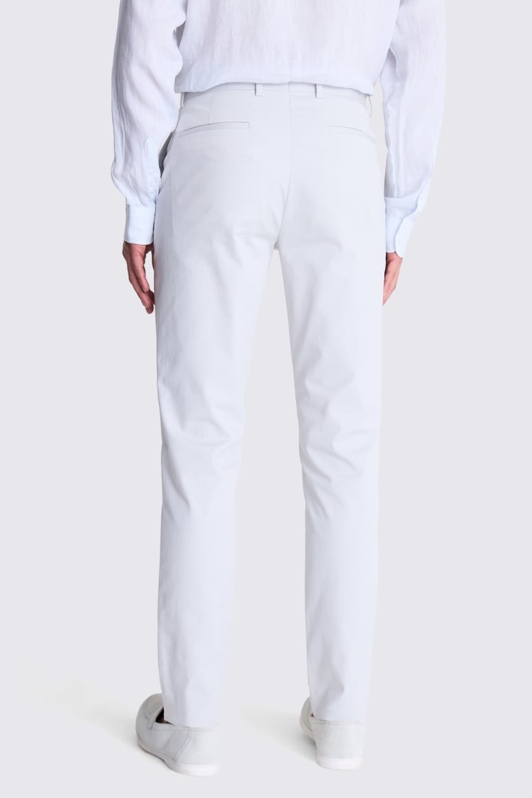 Tailored Fit Light Grey Cotton Trousers
