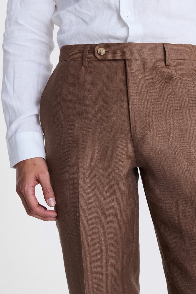 Italian Tailored Copper Herringbone Trousers