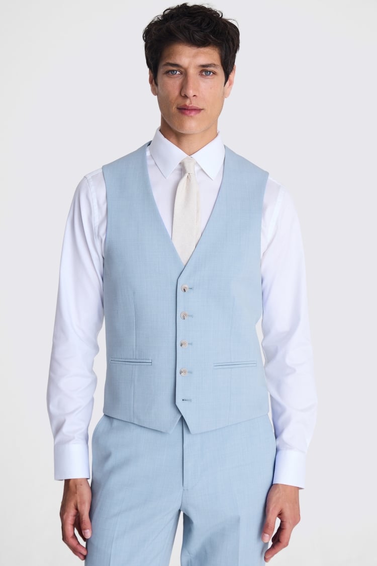 Tailored Fit Light Blue Waistcoat